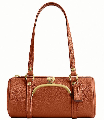 COACH Leather Kisslock 28 Small Barrel Shoulder Bag