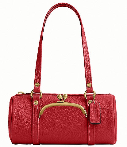 COACH Leather Kisslock 28 Small Barrel Shoulder Bag