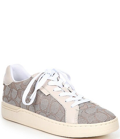 COACH Lowline Leopard Printed Leather Lace-Up Sneakers