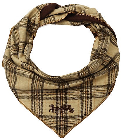 COACH Lucy Plaid Wool Blend Triangle Scarf