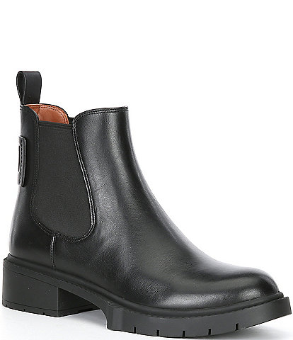 COACH Lyden Leather Lug Sole Chelsea Booties