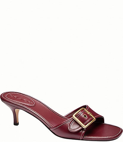 COACH Margot Leather Buckle Hardware Slide Sandals