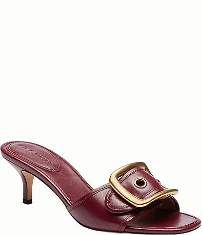 COACH Margot Oversized Buckle Loved Leather Heel Sandals