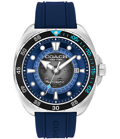 COACH Men's Chart Automatic Blue Silicone Strap Watch