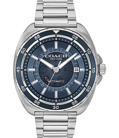 COACH Men's Charter Automatic Blue Dial Stainless Steel Bracelet Watch