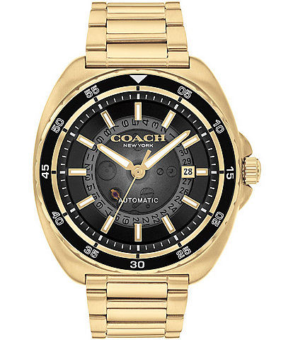 COACH Men's Charter Automatic Gold Tone Stainless Steel Bracelet Watch