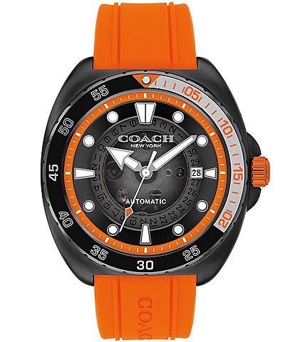 COACH Men's Charter Automatic Orange Silicone Strap Watch