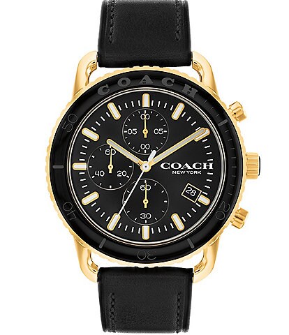 COACH Men's Cruiser Quartz Chronograph Black Leather Strap Watch