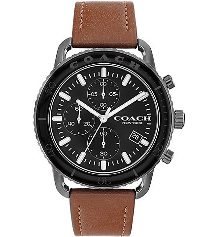 COACH Men's Cruiser Quartz Chronograph Brown Leather Strap Watch