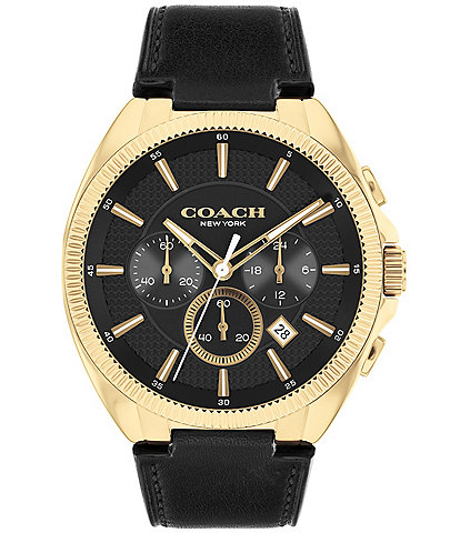 COACH Men's Jackson Quartz Analog Black Leather Strap Watch