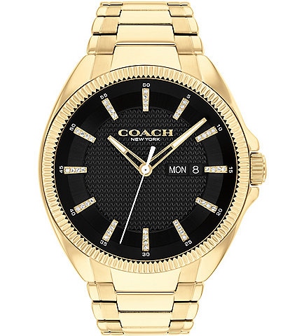 COACH Men's Jackson Quartz Analog Gold Tone Stainless Steel Bracelet Watch