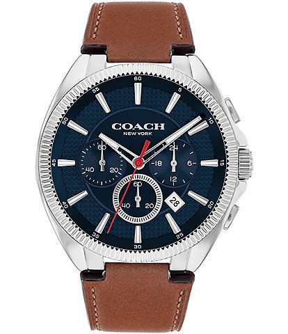 COACH Men's Jackson Quartz Chronograph 44mm Brown Leather Strap Watch