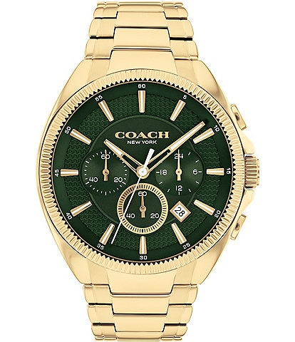 COACH Men's Jackson Quartz Chronograph Gold Tone 44mm Stainless Steel Bracelet Watch