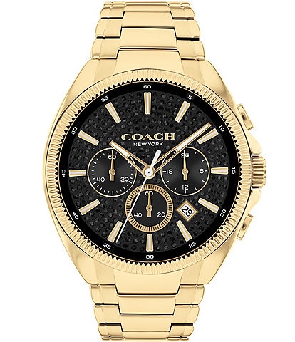 COACH Men's Jackson Quartz Chronograph Gold Tone Stainless Steel Bracelet Watch