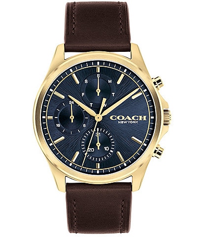 COACH Men's Oliver Multifunction Leather Strap Watch