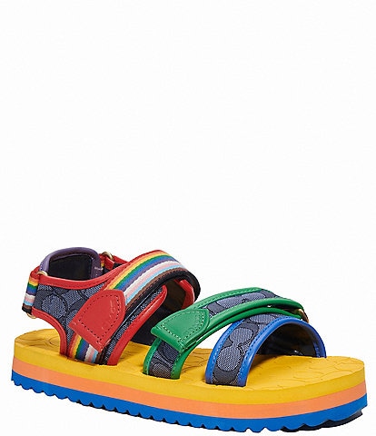COACH Men's Rainbow Color Block Sport Sandals