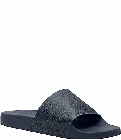 COACH Men's Signature Logo Coated Canvas Pool Slide Sandals