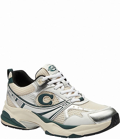 COACH Metallic Mesh Lace Up Sneakers