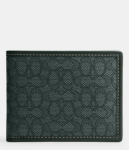 COACH Micro Signature Jacquard/Leather Slim Billfold Wallet