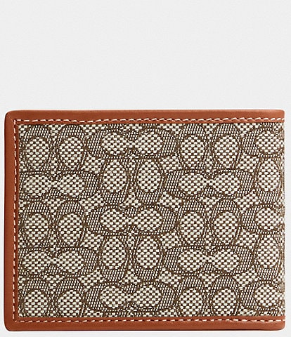 COACH Micro Signature Jacquard/Leather Slim Billfold Wallet