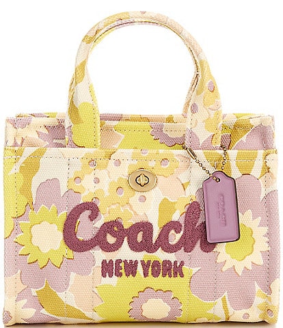 COACH Mini Cargo 20 Canvas Pink Multi Floral Print Tote Bag