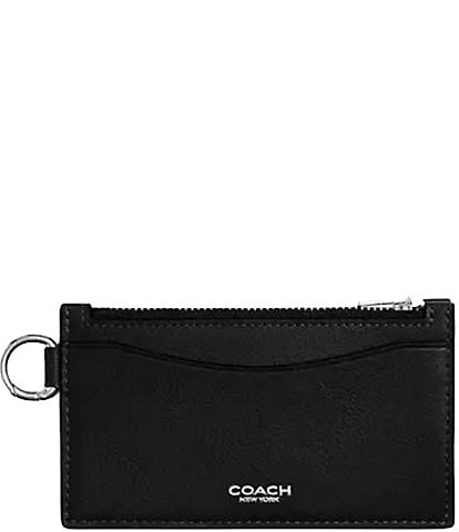 Coach Natural Grain Leather Zip Card Case