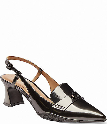 COACH Nikola Metallic Leather Slingback Pumps