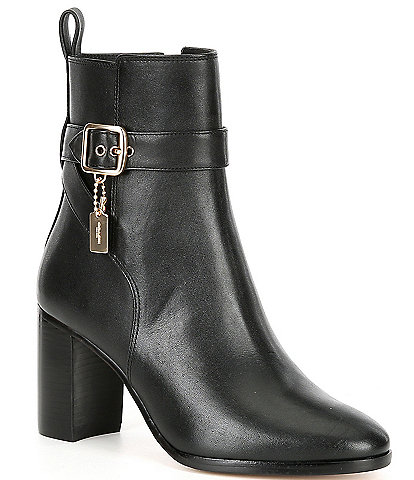 COACH Olivia Leather Pointed Toe Mid Boots