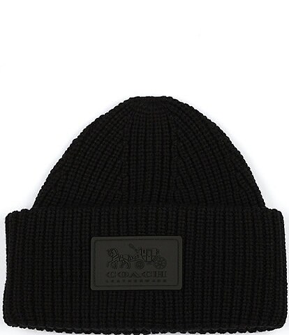 COACH Ribbed Knit Patch Beanie