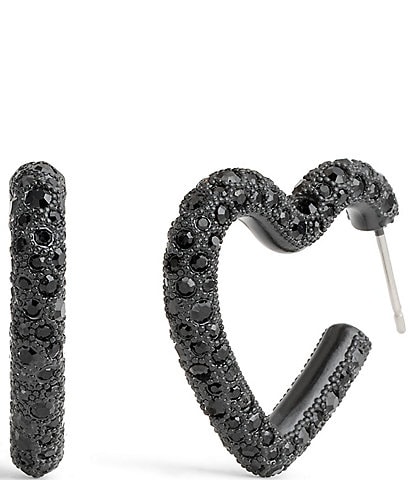 COACH Pav Heart Crystal Hoop Earrings