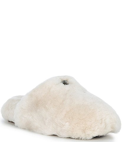 COACH Pave Signature C Shearling Logo Slippers