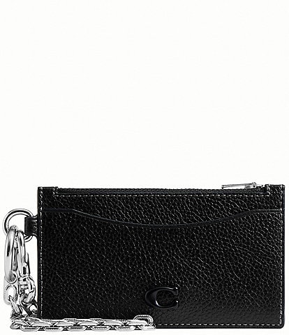COACH Pebble Leather Zippered Card Case