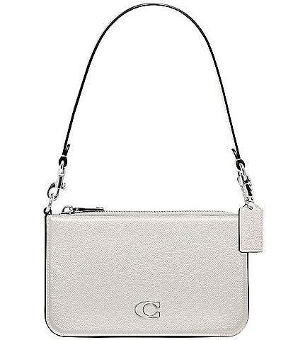COACH Pebbled Leather Pouch Silver Tone Shoulder Bag