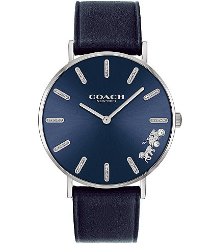 COACH Perry Leather Strap Buckle Closure Watch
