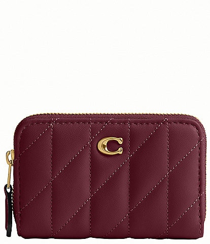 COACH Pillow Quilted Small Zip Around Gold Hardware Card Case