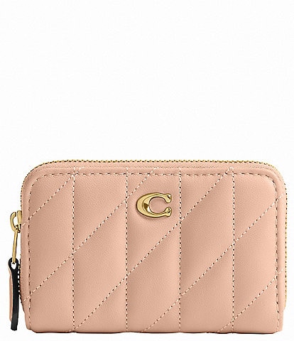 COACH Pillow Quilted Small Zip Around Gold Hardware Card Case