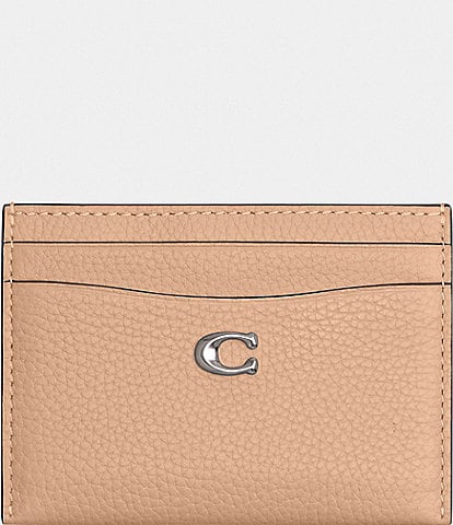 COACH Polished Pebbled Silver Hardware Essential Card Case