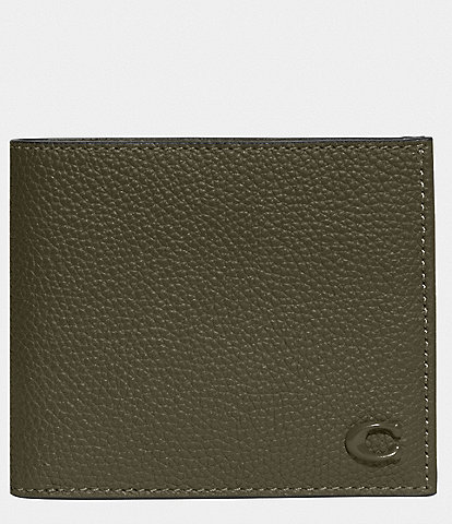 COACH Refined Double Billfold Pebble Leather Wallet