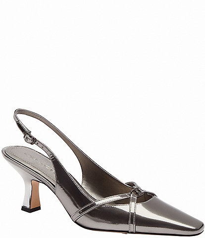 COACH Rowyn Mirror Metallic Leather Slingback Pumps