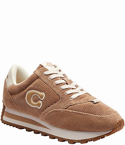 COACH Runner Signature Logo Retro Corduroy Lace-Up Sneakers