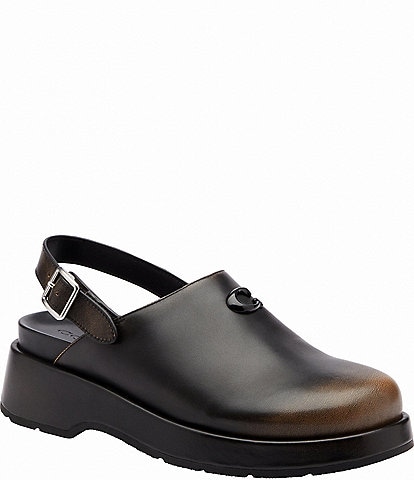COACH Sculpted C Leather Logo Platform Clogs