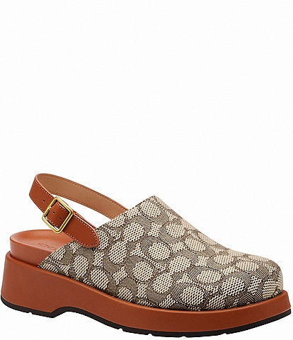 COACH Sculpted C Signature Jacquard Platform Clogs