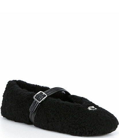 COACH Shearling And Suede Sculpted C Mary Jane Flats
