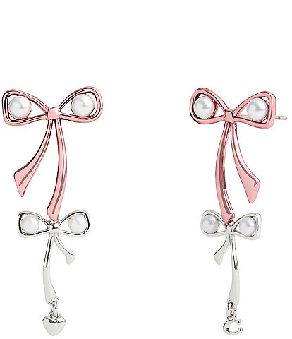 COACH Signature Bowtique Pearl Double Drop Earrings