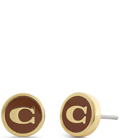 COACH Signature C Enamel Coin Stud Earrings