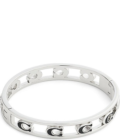 COACH Signature C Enamel Openwork Bangle Bracelet