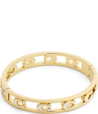 COACH Signature C Enamel Openwork Bangle Bracelet