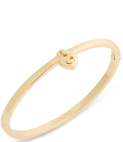COACH Signature C Heart Charm Bangle Bracelet