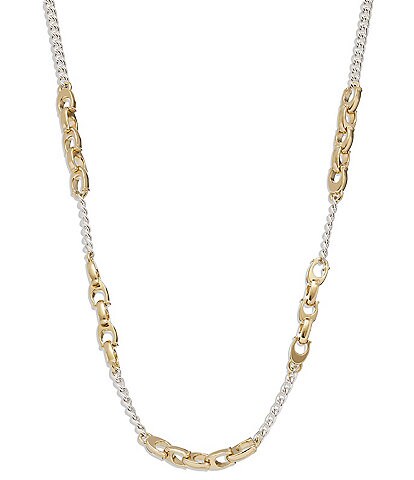 COACH Signature C Mixed Chain Collar Necklace