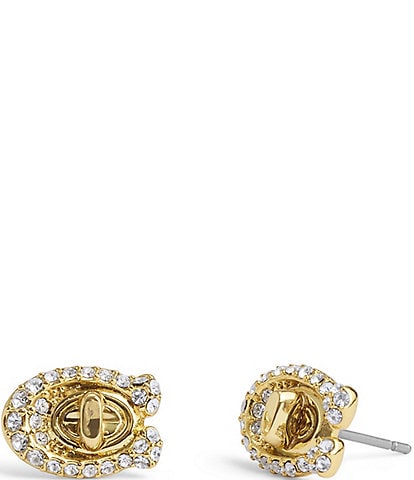 COACH Signature C Pav Turnlock Crystal Stud Earrings